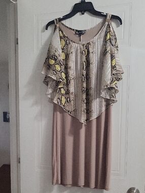 NAIF Taupe Snake Print Dress with Yellow Accents"NEW W/TAG"
